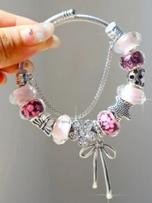 樱花 DIY 吊饰手链、可调节粉红樱花手链、复古银 DIY 手链、芭蕾蝴蝶结手链、复古海星手链 情人节、妈妈、母亲、母亲节、礼物 - 復古銀色 - 查看 4