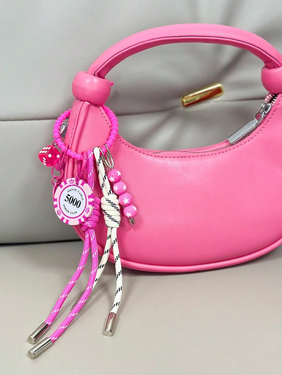 Cute Keychain Purse Charm Designer Rope Bag Charms For Handbag Aesthetic Preppy Stuff Backpack Charm Gifts For Women - Pink - View 1