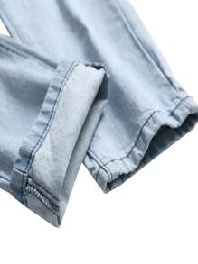 Men's Light Blue Casual Straight Fit Jeans
