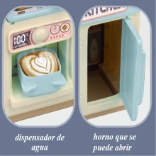 Juego de casa de juguete de cocina simulada para niños, pulverizador eléctrico, vajilla de plástico para cocinar con agua, adecuada para niños pequeños de 3 a 8 años, color azul - Azul - Ver 10
