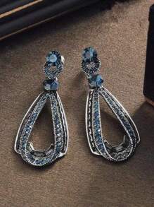 Vintage Large Waterdrop Crystal Dangle Earrings For Women, Fashionable Statement Jewelry