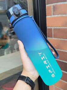 1 件渐变色透明水瓶，650 毫升翻盖水杯，带手柄带，适合旅行和运动 - 彩色 - 查看 11