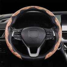 3pcs Woodgrain Snap-On Car Steering Wheel Cover Without Inner Ring, Universal