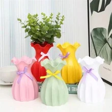 1pc Plastic Flower Vase, Shock-Resistant Vase, Creative And Simple Home Decoration (Random Color Bowknot), Suitable For Desktop Floral Arrangement,Home Decor,Flower Vase,Centerpiece,Table Decor Gifts Birthday Graduation