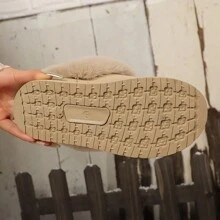 2024 时尚雪地靴，短筒，橡胶仿麂皮保暖内衬厚底靴，冬季 - 卡其色 - 查看 5