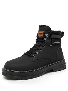 Stivali da neve invernali 2024 da uomo taglia oversize, con fondo spesso e imbottitura calda in pile, scarpe sportive versatili alte, stivali casual in pelle da uomo per cavalcare, comodi e antiscivolo