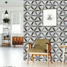1pc Self-Adhesive Wallpaper, Gray 3D Geometric Pattern Peel And Stick Contact Paper, Waterproof And Removable For Living Room, Kitchen, Bedroom, Dorm, Furniture Refinishing, Autumn Wall Decor - Grey - View 3