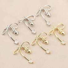 3 Pieces Of DIY Copper Inlaid Zirconia Delicate Bow 18K Gold Plated Silver Pendant Jewelry Accessories