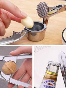 1pc Stainless Steel Garlic Press Manual Crusher Handheld Ginger Kitchen Tool,Corkscrew,Chopped And Crushed Ginger, Nuts, Garlic, Walnuts