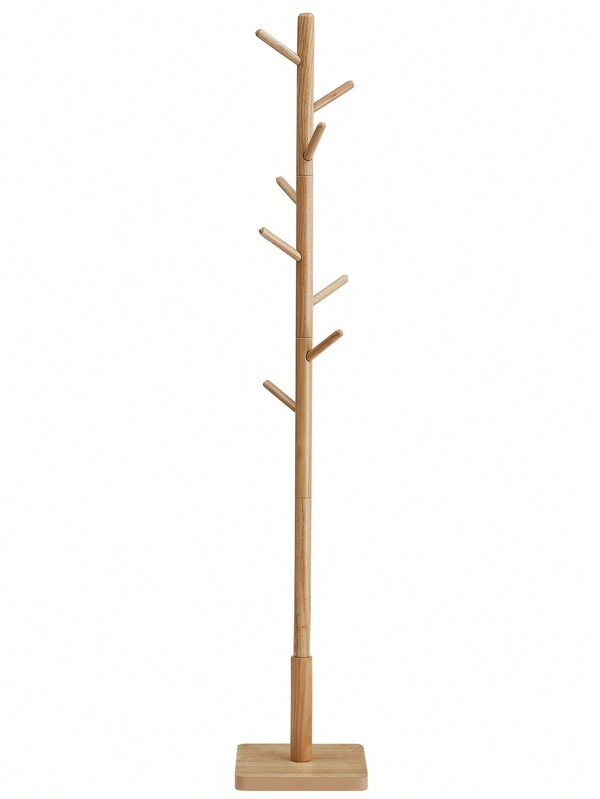  VASAGLE - Perchero para abrigos de madera maciza, árbol no empotrado, 8 ganchos, color beige natural URCR010N01