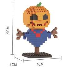 Nano Bausteine Kürbiskopf Hexe Vogelscheuche Schädel Halloween Bausteine, DIY Handgefertigt Zusammenbaumodell, süße Blöcke, Neujahrgeschenk