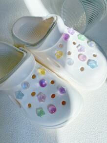 17pcs/Set Hollow Shoe Decor Accessories, Imitation Cat Eye Stone & Shiny Star Shoe Clips, Detachable Garden Shoes DIY Decorative Buttons