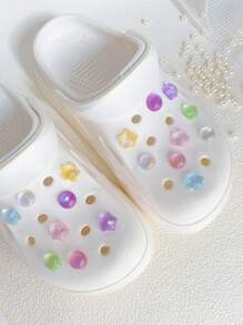 17pcs/Set Hollow Shoe Decor Accessories, Imitation Cat Eye Stone & Shiny Star Shoe Clips, Detachable Garden Shoes DIY Decorative Buttons