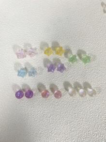 17pcs/Set Hollow Shoe Decor Accessories, Imitation Cat Eye Stone & Shiny Star Shoe Clips, Detachable Garden Shoes DIY Decorative Buttons