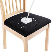 4pcs Waterproof Checked Damask Dining Chair Cover Removable Anti-Slip Chair Seat Cushion Cover For Kitchen