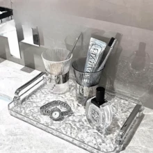 Rechteckiges Acryl Servier Tablett, elegantes luxuriöses Design für Heim-Dekoration, hält Tassen & Teeservice - Verschiedenfarbig - Übersicht 3