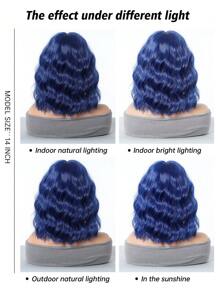 万圣节假发 合成耐热假发 短波浪鲍勃假发 绿色 14 英寸冬季刘海假发 优质合成假发 日常派对用角色扮演假发 - 藍色 - 查看 7