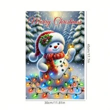 12x18 英寸雪人圣诞花园旗帜 - 庭院、草坪和露台的冬季节日装饰 - 涤纶材料，仅旗帜（不含杆） - 彩色 - 查看 2