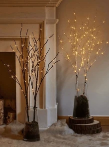1 件 20/50 LED 铁艺装饰灯，白桦树枝灯，电池供电仙女灯，创意树形设计装饰灯，适用于家庭卧室壁炉室内室外装饰 - 多色 - 查看 7