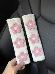 1 st/2 st autogordel lamshaar multi-color bloemen beschermhoes schouderhoes