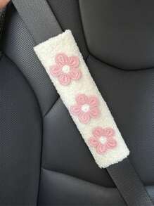 1 st/2 st autogordel lamshaar multi-color bloemen beschermhoes schouderhoes