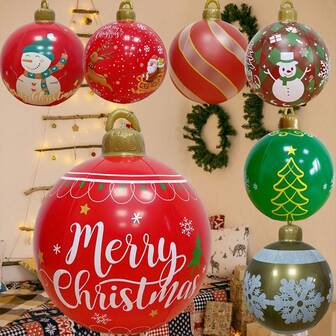1pc, Inflatable Christmas Balls Inflatable PVC 23.62inch Big Christmas Balls Are Essential For Indoor And Outdoor Decorations, Festive Decorations, Parties, And Photography During Christmas,Christmas