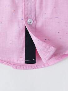 Klassisches Hemd im Preppy-Stil für Kleine Jungen, lange Ärmel mit Brusttasche, pink, leicht für Frühling/Herbst, geeignet für alltägliches Tragen, Schule, Outdoor/Party, Feierlichkeiten, Hochzeit, Moderator