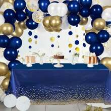 1 件蓝色和金色矩形一次性桌布、节日派对桌布、金色宴会装饰、生日装饰、生日用品、派对用品、派对装饰、节日装饰、节日用品 - 多色 - 查看 12