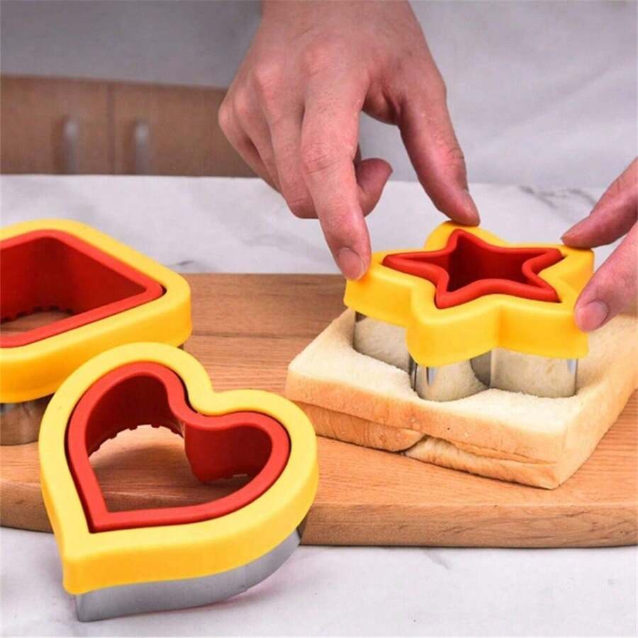 1 pieza/4 piezas Cortador y sellador de sándwiches, cortador de pastelería, para decoración de cajas de almuerzo de vuelta a la escuela, herramientas de repostería, accesorios de cocina - multicolor - Ver 1