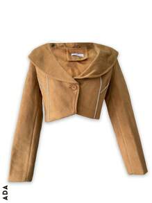 Ladies' Jacket, Bullfighter Cut, Long Sleeves, Detachable Plush On The Collar. - 駝色 - 查看 3