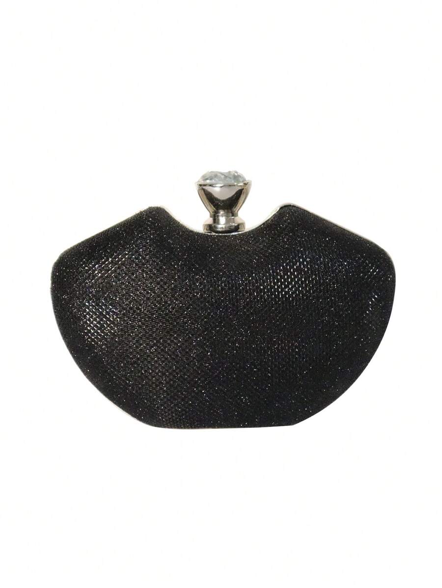 跨境彩虹色派对手拿包，欧美风情女士手提包，带链条的苹果晚会包 - 黑色 - 查看 1