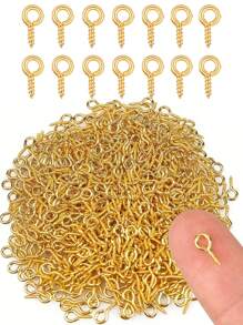 200/1000 件 4x8 毫米小型微型迷你眼针眼针钩孔眼螺纹扣钩，用于制作 DIY 迷你金属手链连接器的珠宝