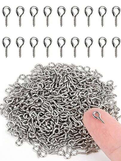 200/1000 st 4x8 mm små små miniögonnålar Ögonnålar Krokar Öglar Skruvgängade spännen Krok, smycken för att göra DIY mini metallarmbandskoppling