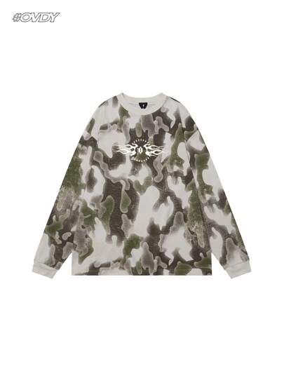 OVDY 1pc Hand Brushed Silk Screen Printed Graphic Tee For Men, Streetwear