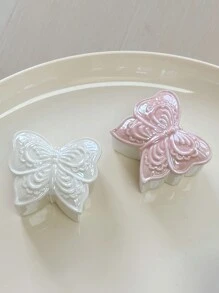 1pc Ceramic Butterfly Jewelry Box, Dreamlike Pearlescent Multifunctional Storage Box For Rings, Earrings, Gift For Mom, Wife, Girlfriend