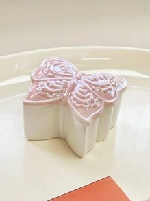 1pc Ceramic Butterfly Jewelry Box, Dreamlike Pearlescent Multifunctional Storage Box For Rings, Earrings, Gift For Mom, Wife, Girlfriend