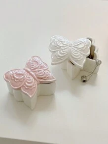 1pc Ceramic Butterfly Jewelry Box, Dreamlike Pearlescent Multifunctional Storage Box For Rings, Earrings, Gift For Mom, Wife, Girlfriend