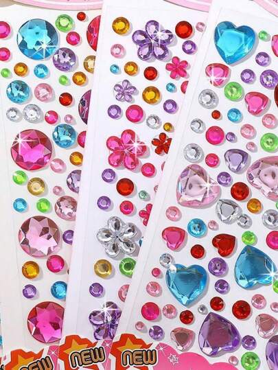3 قطع/4 قطع/5 قطع/6 قطع/7 قطع/10 قطع مجموعة ملصقات أكريليك مرصعة بالراين ستون بأشكال القلب والقطرة المائية والخماسي والرباعي الورقة والدائري والزهرة والدلفين والعين والفراشة والنجمة واللوتس والمربع واللؤلؤ والصدفة والأناناس، بتصميم مرتفع ثلاثي الأبعاد، بمقاسات من 4 ملم إلى 30 ملم، بألوان زاهية وثابتة