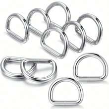 10 piezas Argolla de metal D para la fabricación de bolsos, hebillas de argolla de metal D para correas de bolsas, carteras, artesanías, collares de mascotas, accesorios de mochila, variados con correa para carteras y estuche para teléfono celular - Plateado - Ver 12