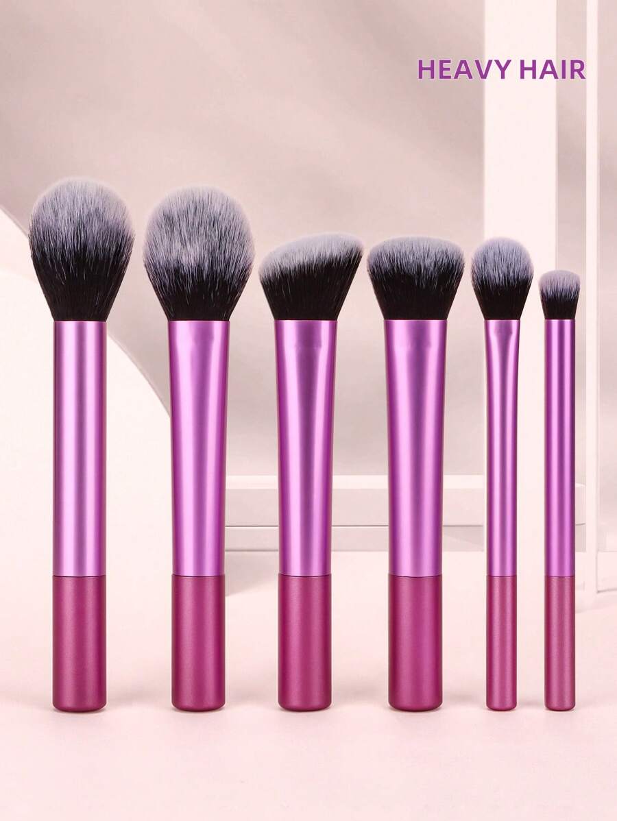 Professional 6pcs Purple Makeup Brush Set, Including Powder, Blush, Contour, Eye Shadow, Highlighter And Foundation Brushes For Flawless Makeup Application,Brush Set,Makeup Brush Kit,Make Up Brush Set,Make Up Set Complete,Makeup Brush Set,Complete Makeup Kit,Brush Kit,Brushes Makeup Set,Makeup Gift Set - Purple - View 1