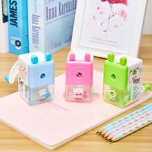 1pc Automatic Pencil Sharpener Hand Cranked Pencil Sharpener For Primary School Students Cartoon Pencil Sharpener Creative Stationery Cartoon Pencil Sharpener - A - View 4