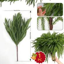 1/3PCS 7 Forks Artificial Pine Needles, Pine Cones, Plastic Accessories, Christmas Decoration Fake Plants Room Decor Fall Decor Fake Flowers Plants Garden Autumn Decor Centerpieces DIY Materials, Christmas Tree Accessories, Home Decoration, Holiday Party Supplies Christmas Decorations
