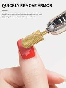 Gold Cylinder Round Head Nail File, Tungsten Steel Nail Drill Bit, Cuticle Remover, Gel Polish Removal, Gold Cylinder Round Head Nail Grinder - Multicolor - View 6