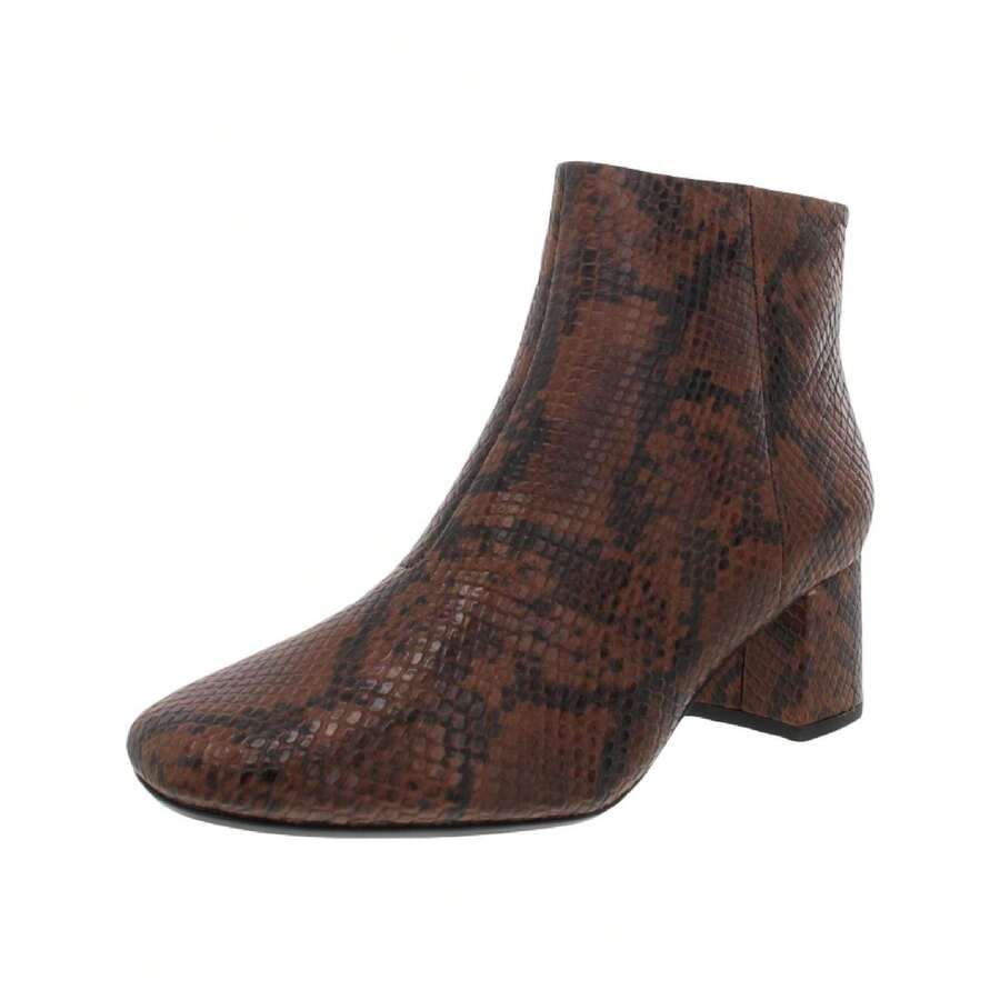 Botas de tobillo con estampado de serpiente para mujeres, de tela transparente con diseño floral - dark tan - Ver 1