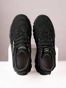 Botas altas de senderismo para hombres, zapatos de trabajo de moda y versátiles, zapatos de seguro laboral antideslizantes y resistentes al desgaste, adecuados para caminar, salir de fiesta, deportes al aire libre, correr, senderismo, ejercicio, ir de compras, tenis o uso diario - Negro - Ver 7