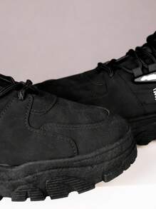 Botas altas de senderismo para hombres, zapatos de trabajo de moda y versátiles, zapatos de seguro laboral antideslizantes y resistentes al desgaste, adecuados para caminar, salir de fiesta, deportes al aire libre, correr, senderismo, ejercicio, ir de compras, tenis o uso diario - Negro - Ver 9