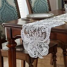 Mesa de centro estilo americano, armário de TV, capa de tecido de renda para mesa de jantar, cachecol de cômoda europeu, capa de poeira para armário de sapatos, toalha de mesa quadrada, jogos americanos para Halloween, Ação de Graças, Natal, decoração de mesa para festa de Páscoa - Branco - Ver 14