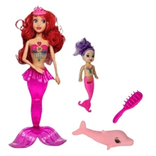 Mermaid Doll With Music, Light On Tail And Dolphin For Girl - Màu Hồng baby - Xem 2