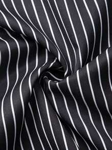 男士复古条纹休闲/商务 3D 数码印花加大码纽扣口袋长袖衬衫，秋季