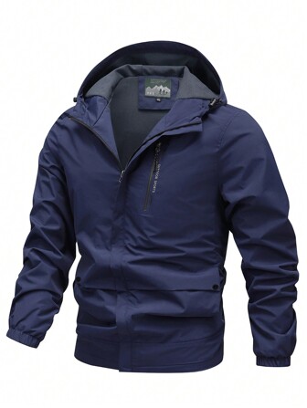 Chaqueta informal suave tipo novio de otoño 2024 para hombre, abrigo con capucha para deportes al aire libre y viajes, cortavientos de unicolor para escalada de montaña